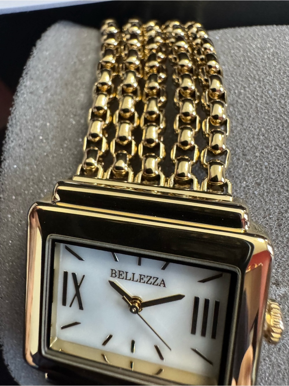 Bellezza Gold/White Pearl Rectangular Watch w/ Beautiful Multi Chain Bracelet - - Picture 4 of 7